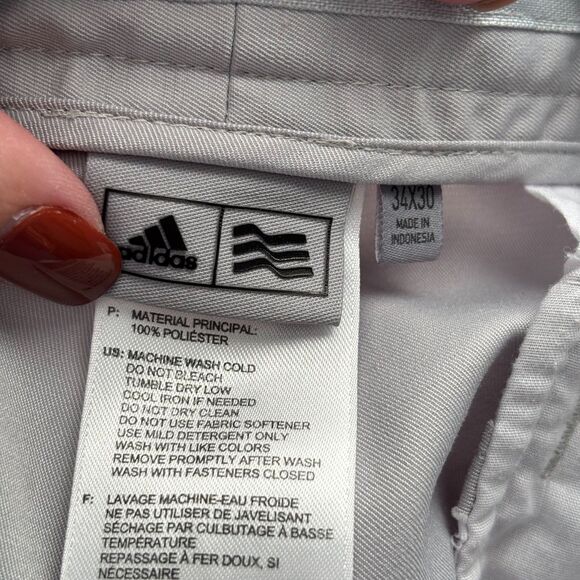 adidas Men Golf Pants Chino Active Casual Preppy Gray 34x30 B137 - Picture 7 of 10